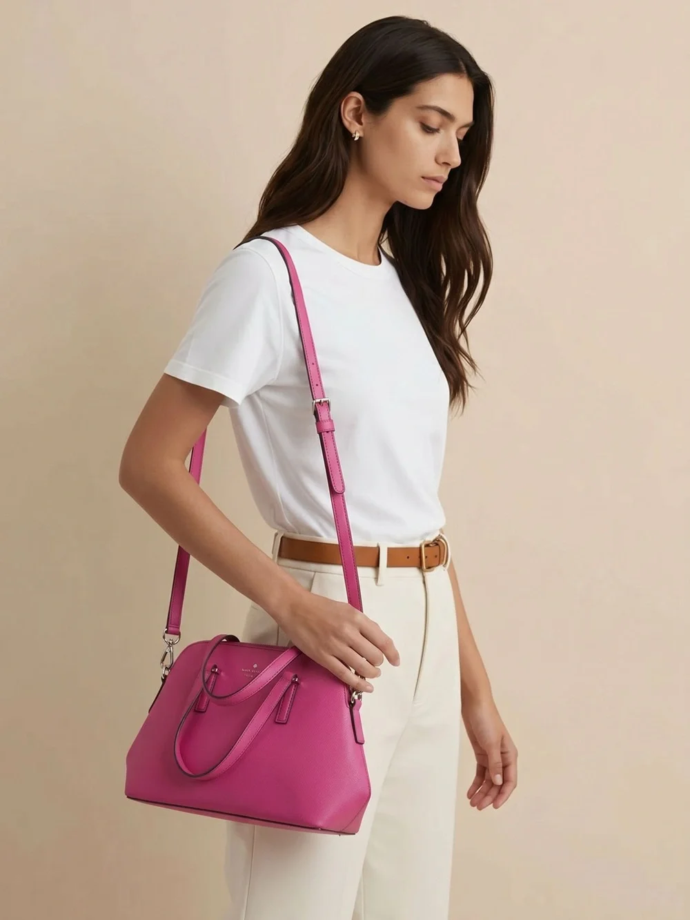 Kate Spade women’s Structured Satchel Handbag in Fuchsia Pink